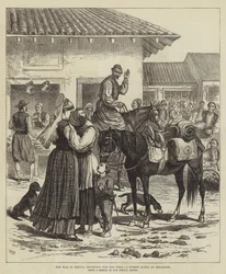 La guerra en Serbia, duelo por los muertos, una escena callejera en Belgrado